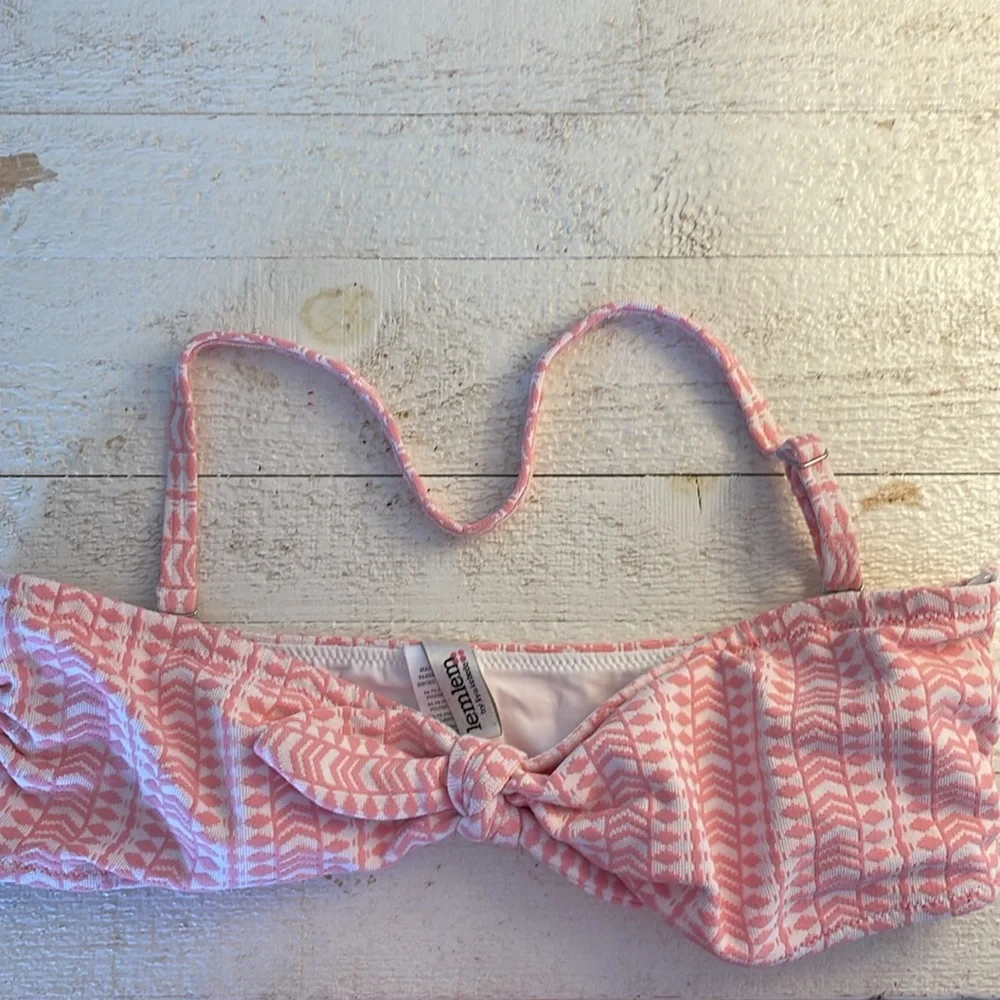 Lemlem Lola‎ Jacquard Bandeau Center Tie Removable Strap Light  Pink White Large - Picture 2 of 10